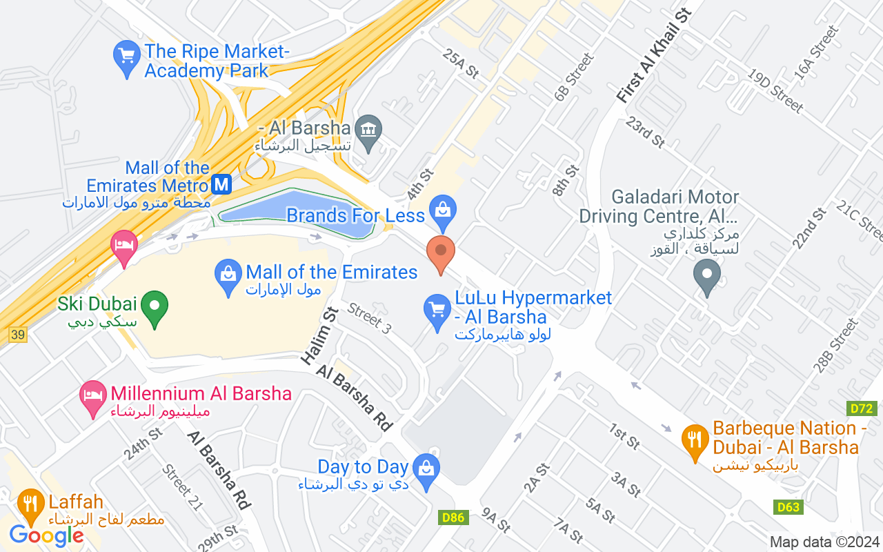 Google Map of 25.1186996390742,55.2072247024468