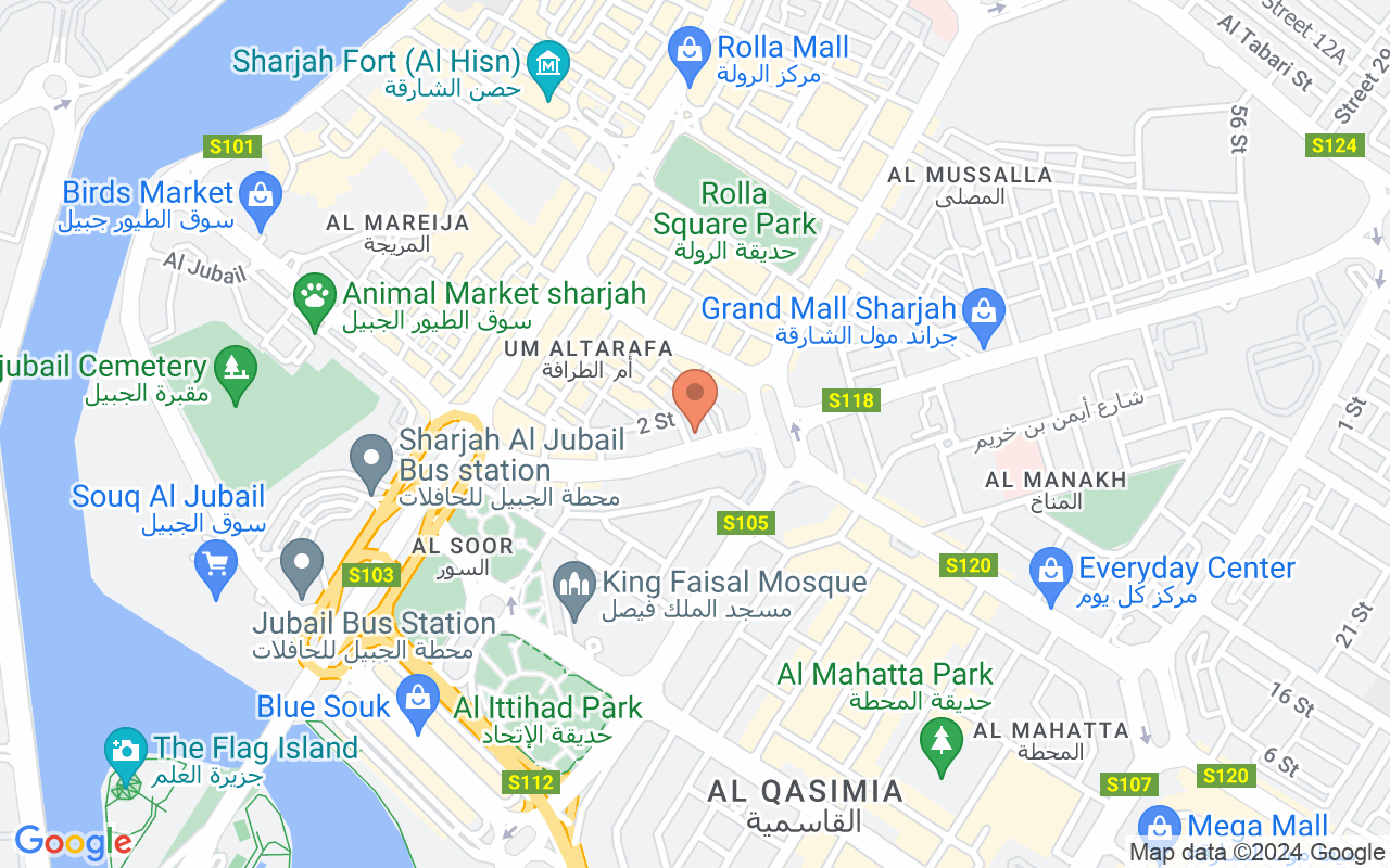 Google Map of 25.3526723958561,55.3894669871025